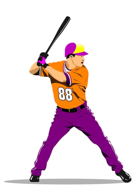 Baseball player Vector 3d illustration for