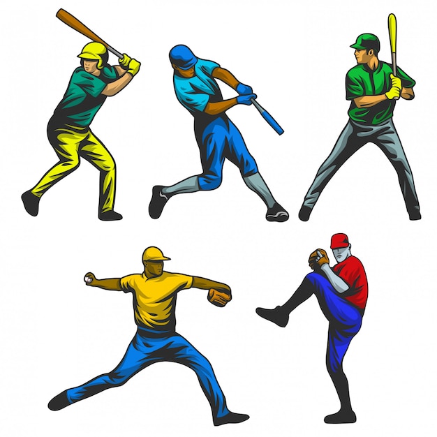 Baseball player vector set