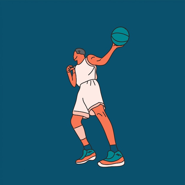 Baseball player with ball flat illustration