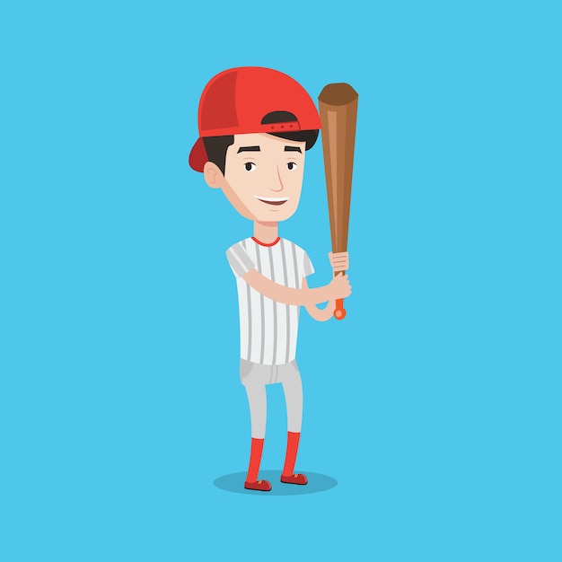 Giocatore di baseball con l'illustrazione di vettore del pipistrello.