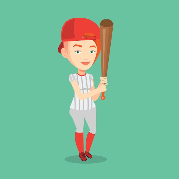 Vector baseball player with bat vector illustration.