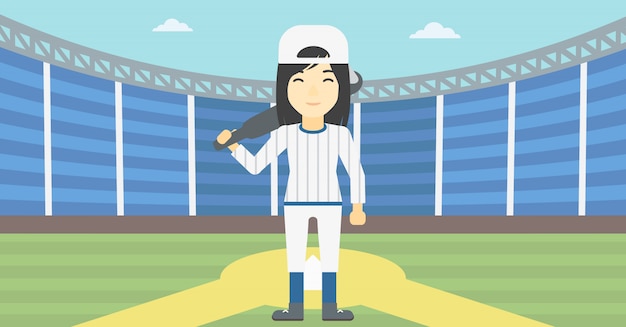 Baseball player with bat vector illustration.