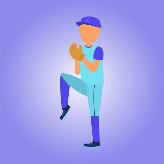 Premium Vector | A baseball player with a blue cap and blue shirt is ...