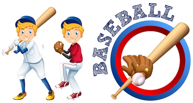 Вектор Игроки бейсбола и дизайн логотипов