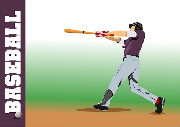 Baseball players Vector 3d illustration for designers