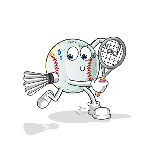 Baseball playing badminton illustration