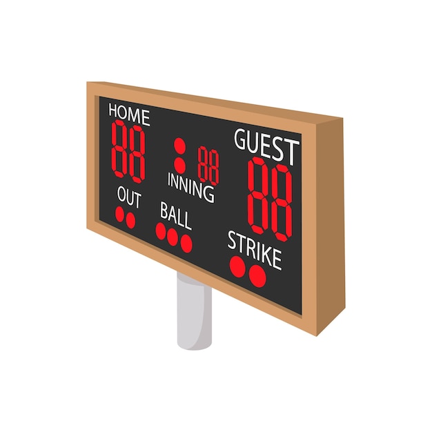Vector baseball scoreboard cartoon icon home and guest scoreboard isolated on a white background
