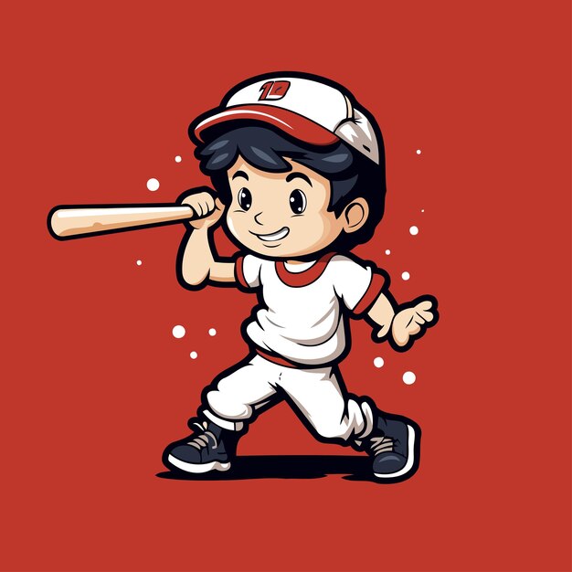 Baseball speler actie cartoon mascotte personage vector illustratie