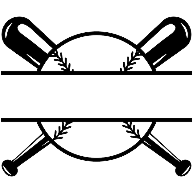 Vector baseball split name frame