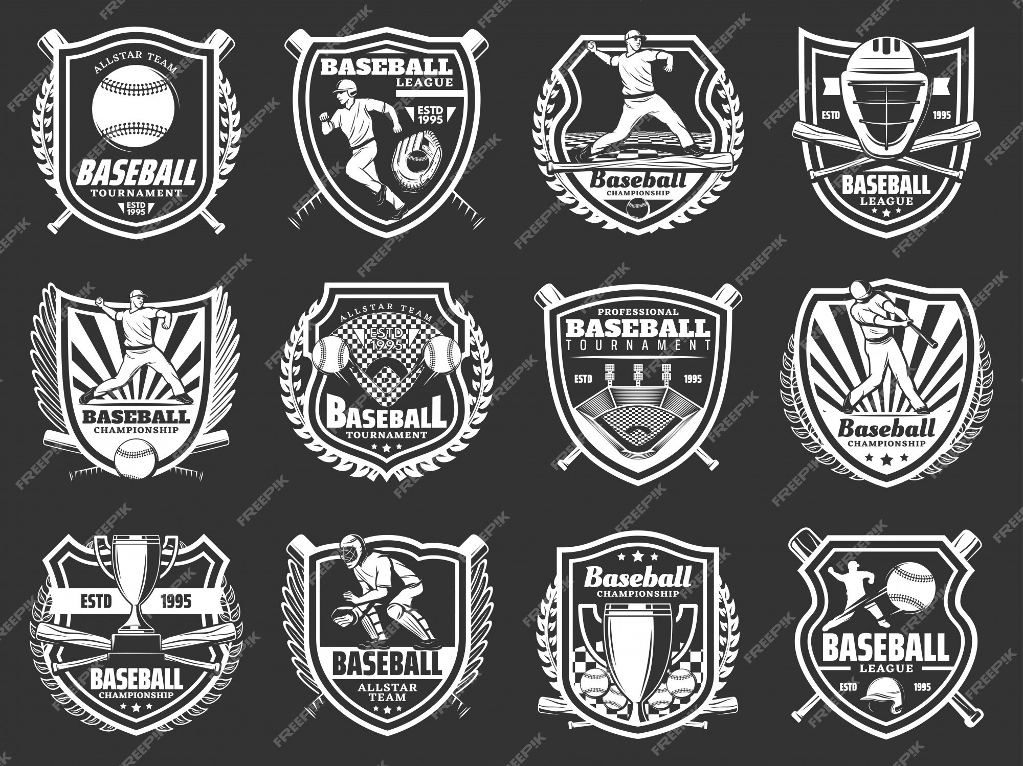 Baseball championship all star badge logo emblem Vector Image