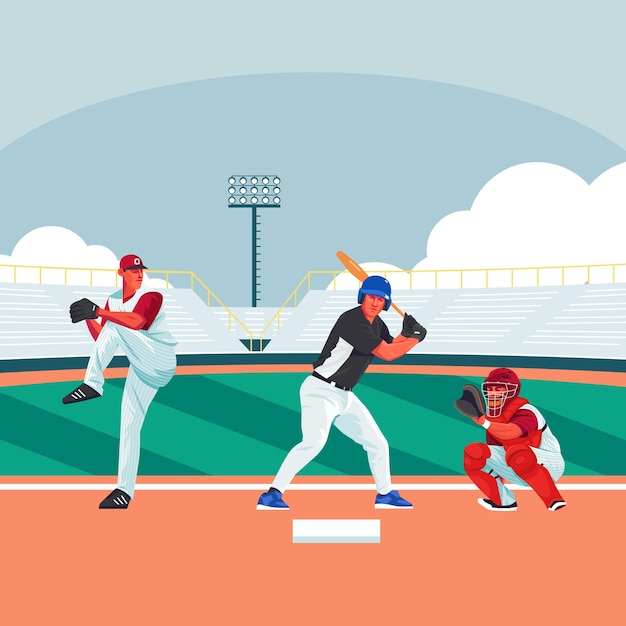 Vettore illustrazione di vettore del carattere di sport di baseball