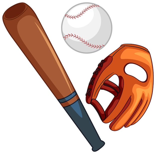 Vettore set di attrezzature sportive da baseball