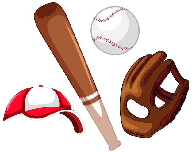 Vector baseball sport equipment set