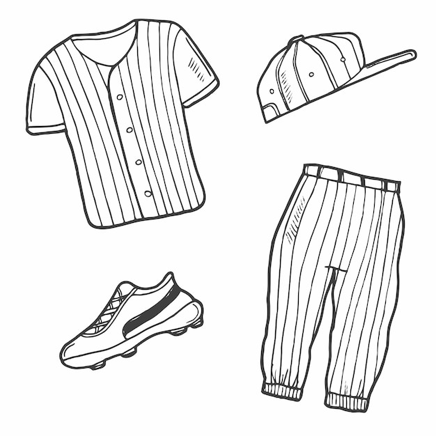 Baseball sports equipment Vector hand drawn sketch