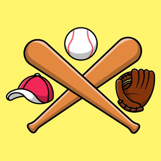 Vector baseball starter kit cartoon vector icon illustration