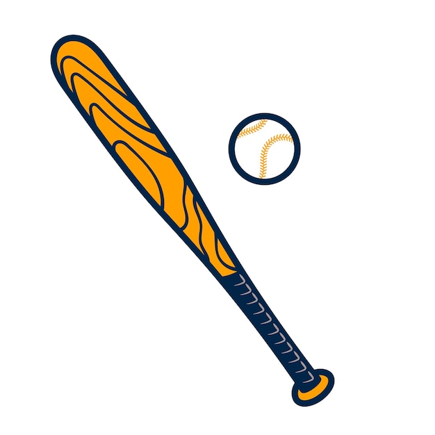 Vector baseball stick and ball