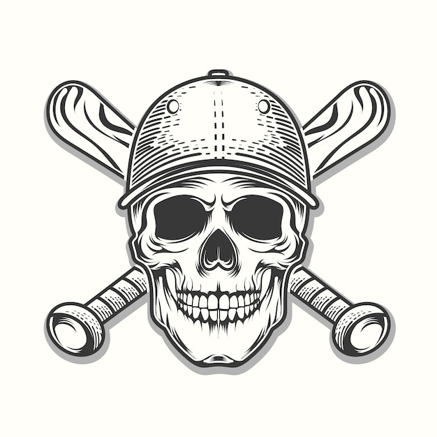 Baseball stick with a skull vector design