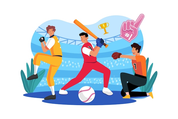 Baseball team illustration concept on white background