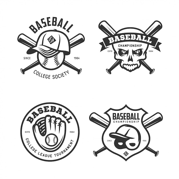 Insieme di logo della squadra di baseball