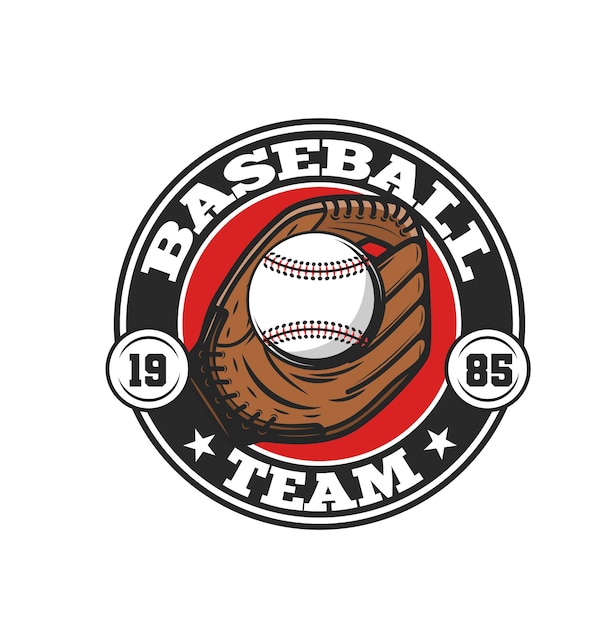 Vector baseball team softball club glove and ball icon