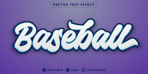 Vector baseball text effectfully editable font text effect