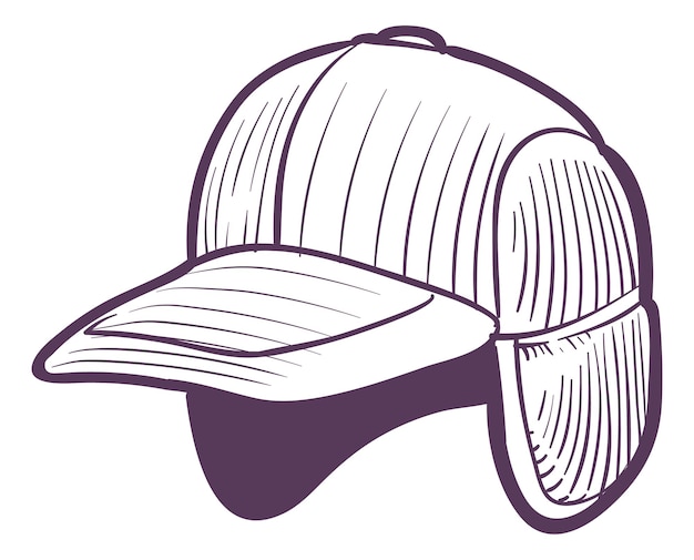 Vector baseball trapper cap sketch winter hat icon