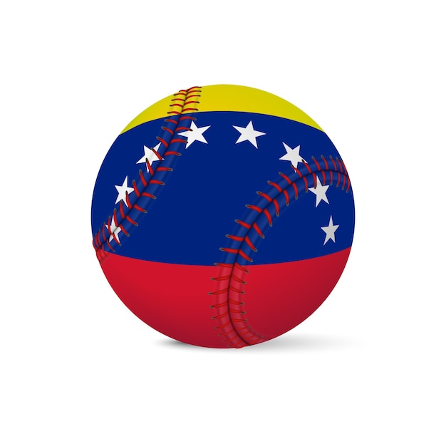 Baseball con la bandiera del venezuela, isolato su sfondo bianco.