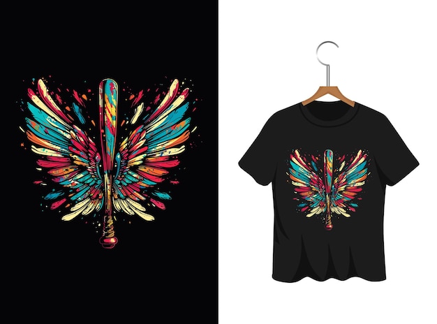 baseball with wings illustration t shirt design artwork