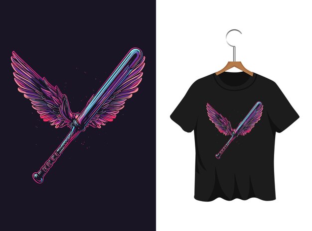 baseball with wings illustration t shirt design artwork