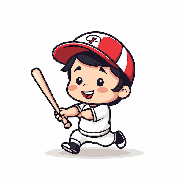 Baseballspeler Cartoon Mascot Character Design Vector Illustratie