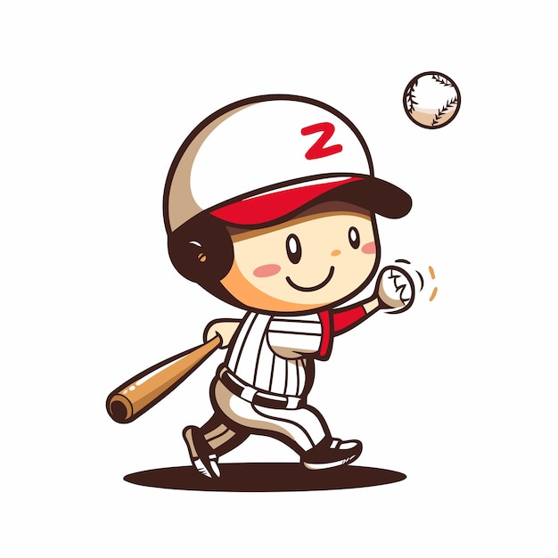 Baseballspeler Cartoon Mascotte Karakter Vector Illustratie Grafisch Ontwerp