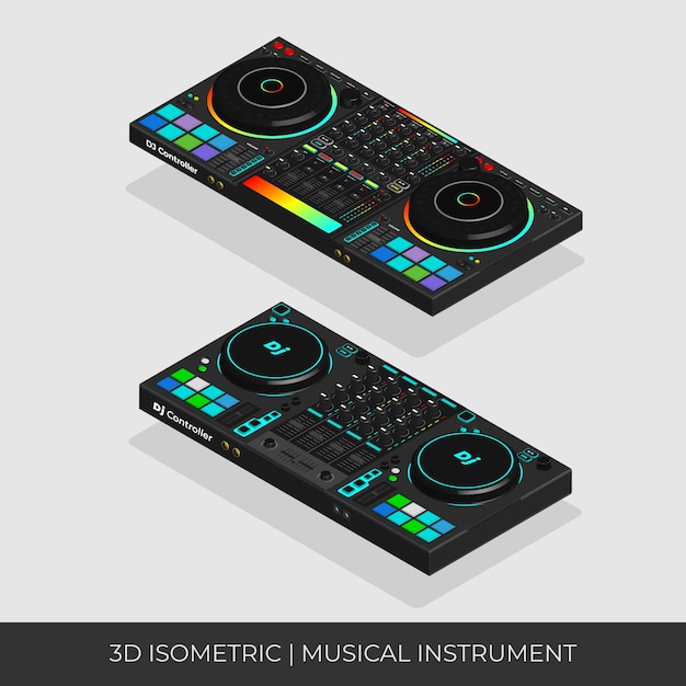 Set di controller per pad neon dj personalizzato isometrico 3d basato
