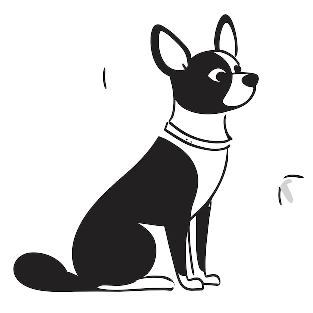 Illustrazione isolata del concetto di icona dell'autoadesivo del fumetto disegnato a mano del cane basenji