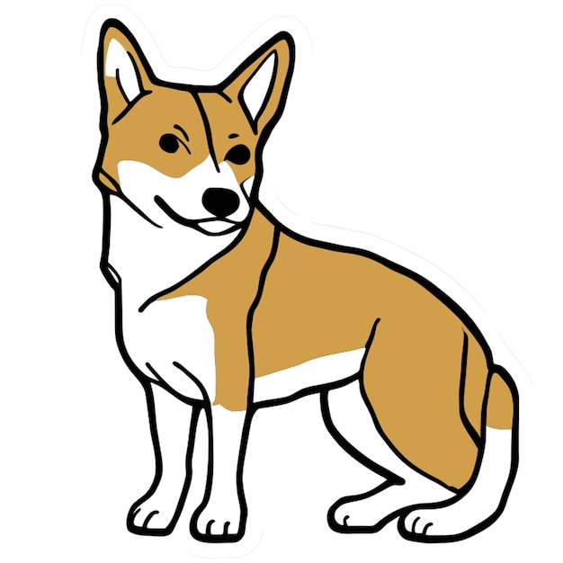 basenji dog sticker vector illustration line art