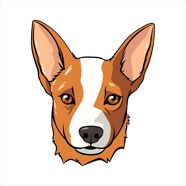 Basenji hondenras Leuke cartoon Kawaii personage Dier huisdier geïsoleerde sticker illustratie