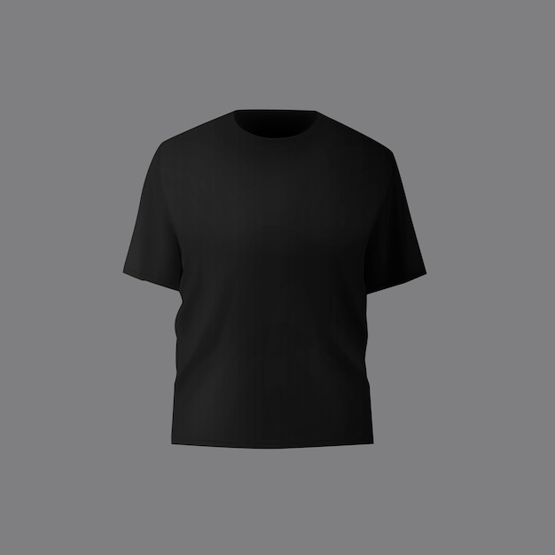 Basic black male tshirt realistic mockup Front and back view Blank textile print template clothing