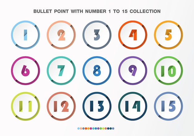 Vector basic bullet with number 1 - 15 for presentation slide template.