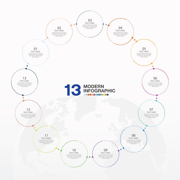 ベクトル 基本的なインフォグラフィック・サークル・テンプレート - 11ステップ・プロセスまたはオプション・プロセス・チャート
