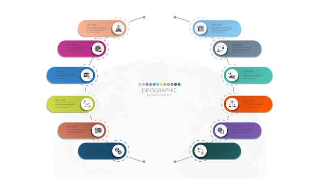 Basic circle infographic template with 12 steps process or options process chart Used for process diagram presentations workflow layout flow chart infograph Vector eps10 illustration