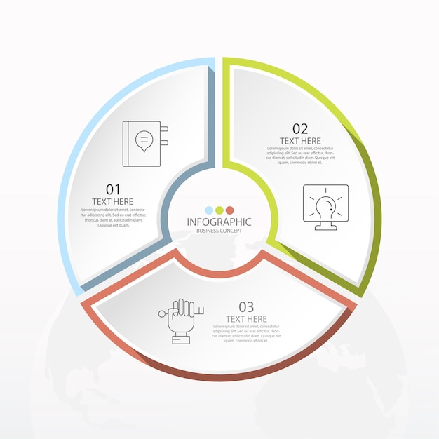 Basic circle infographic template with 3 steps, process or options