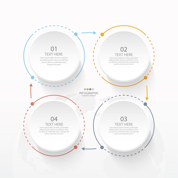 Basic circle infographic template with 4 steps.