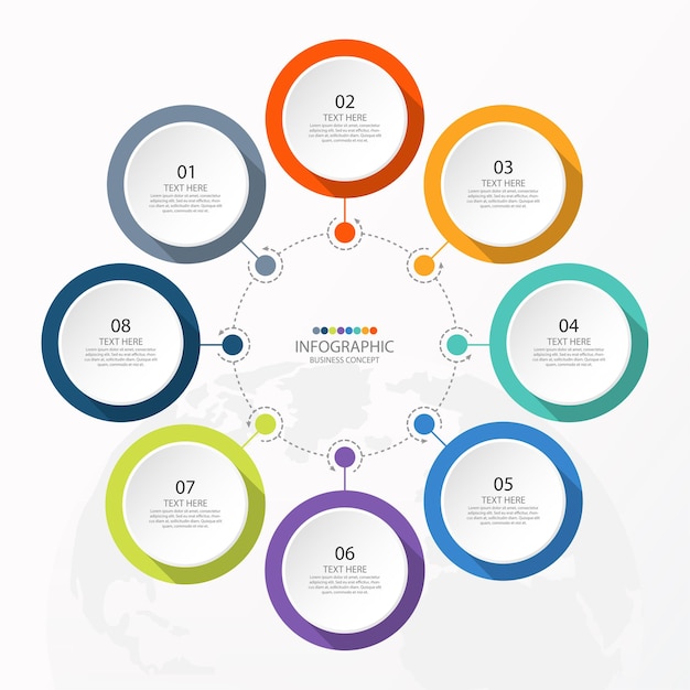basic circle infographic template with 8 steps, process or options, process chart 