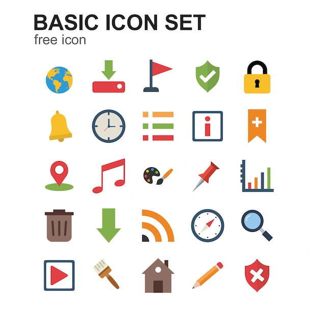 Basic coloured  icons set