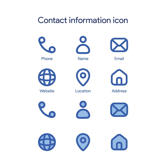 Basic contact information icon set vector