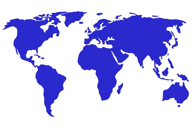 Vector basic earth map continents