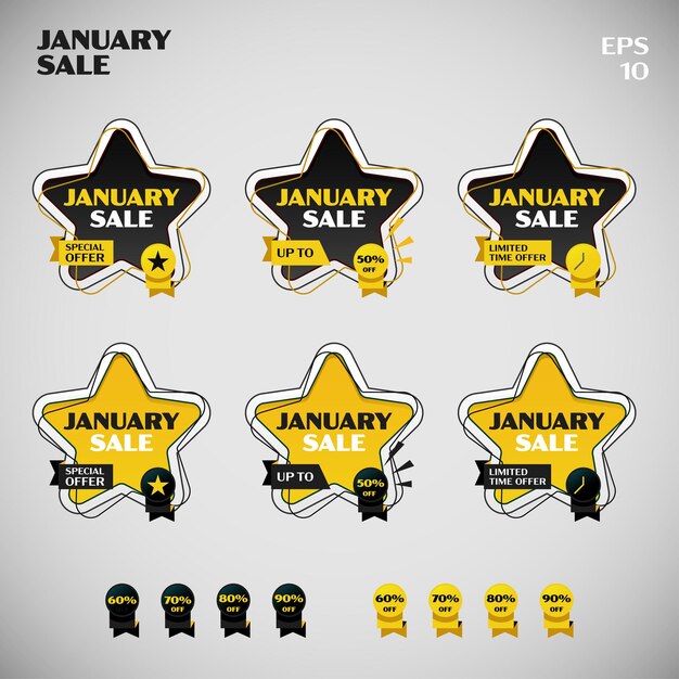 Vector basic form of star january sale