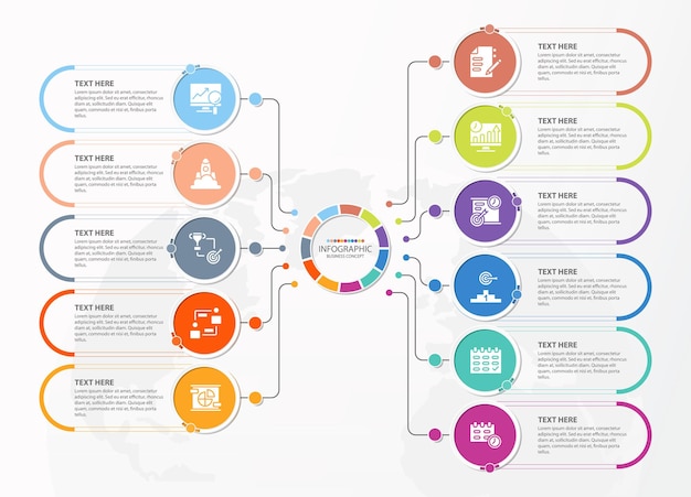 Basic infographic template with 11 steps