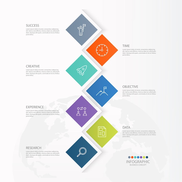 Modello di infografica di base con 7 passaggi