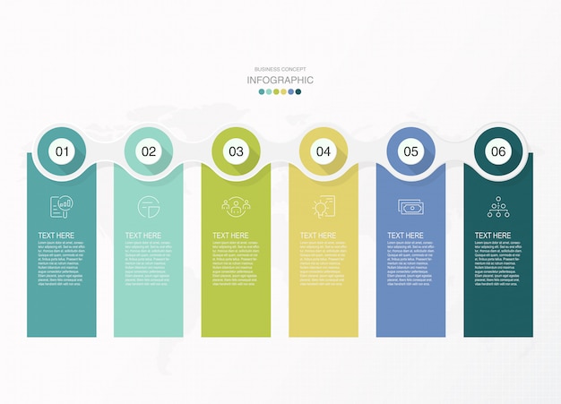 ベクトル 基本的なインフォグラフィック、6つのオプション、パーツまたはプロセス。