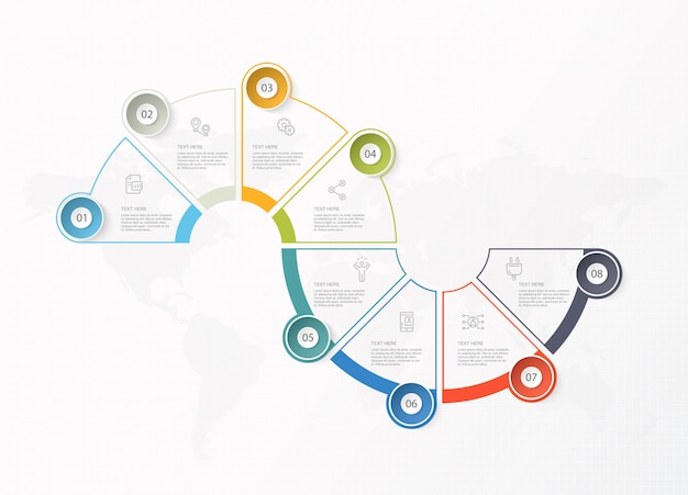 Basic infographics for present business concept. Abstract elements , 8 options.